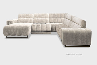 "Genesi" диван угловой с оттоманкой; раскл.; 8L+10W+90+1ER; Реклайнер; Sharli 01 (32092); (гр.1/БК)
