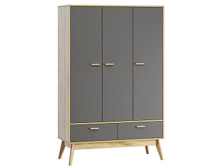 Распашной шкаф Нордик 3-119x185 Графитовый/Дуб Золотистый