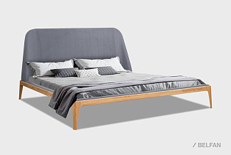 Кровать "Бергамо" (мягкое изголовье); без основания, без матраса; (1600x2000); дуб натуральный; Velutto 12