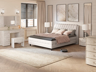 Кровать Como (Veda) 4 с ПМ + Матрас Orto Comfort Middle (Ткань: Букле Beatto Пепел) 200x200