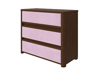 Комод Орматек Wood Soft (Ткань/Массив (сосна) Мокко (сосна) с брашированием/Teddy 027 Розовый фламинго) 90x40