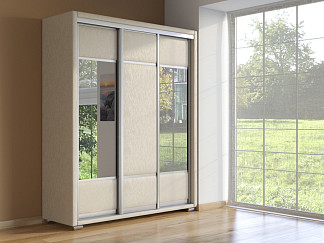 Шкаф Орматек Шкаф-купе 3х дв Orma Soft 2 (2 зеркала) (Экокожа Жемчуг) 177x60