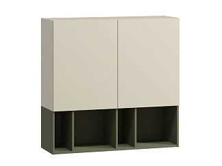 Шкаф навесной Энзо 2-106x104 Светло-бежевый/Оливковый