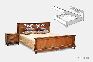 Кровать "Алези" с подьемным механизмом (высокое изножье); с основанием, без матраса; (1800x2000); античная бронза