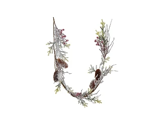 Гирлянда декоративная Ветка с шишками и рябиной