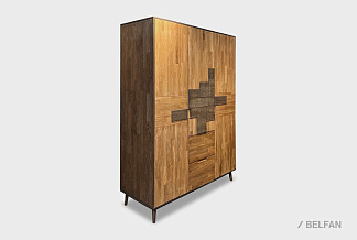 Шкаф для одежды 3-х дверный "Irving Design"; 2 ящика; графит, бейц-масло