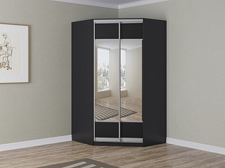 Шкаф Угловой шкаф Como/Veda (ЛДСП Черная+экокожа Черный/Черный) 124x62