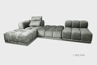 "Kioto" диван с оттоманкой; нераскл.; 10+90+18+16; Nicoya Darkgrey (гр.2/Турция))