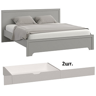 Кровать 2сп. c прям.спинками (1800)+2ящика G86 Montreal серый