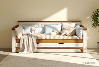 Кровать-диван под два матраса «Бриансон»; с настилом, без матраса; (900х2000); жемчуг+дуб