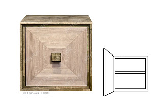 Модуль настенный "Cube Design" 1; фасад "косынка" (шпон); левый; серый дуб, белёный дуб