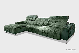 "Грей" диван с оттоманкой; раскл.; 8L+10W+1ER; Реклайнер; Crush 12 (38675)+Oracul 695 (30746); (гр.2)